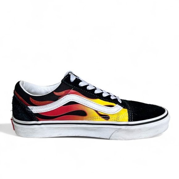 Vans Off the Wall Old Skool Flame Shoe Sneaker Black Suede Flames Womens US 7.5 - Picture 8 of 11